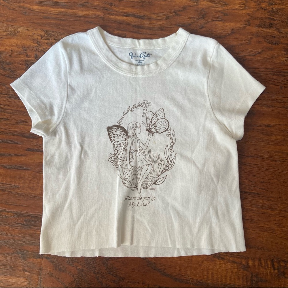 Brandy Melville fairy butterfly white crop top!